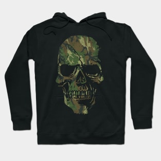 Skull Graphic - Cool Badass Distressed Art - Camo Green Hoodie